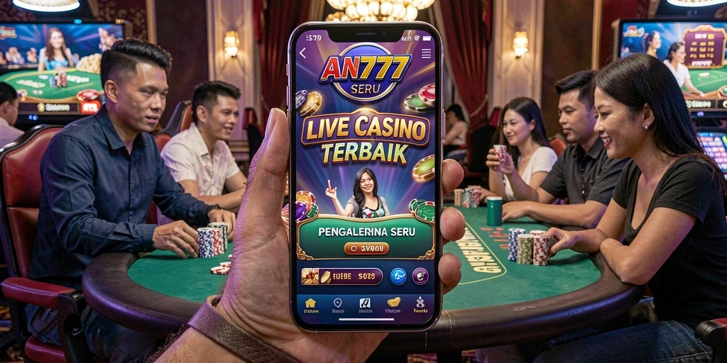 Tampilan seru gameplay Live Casino di AN777 dengan dealer langsung.