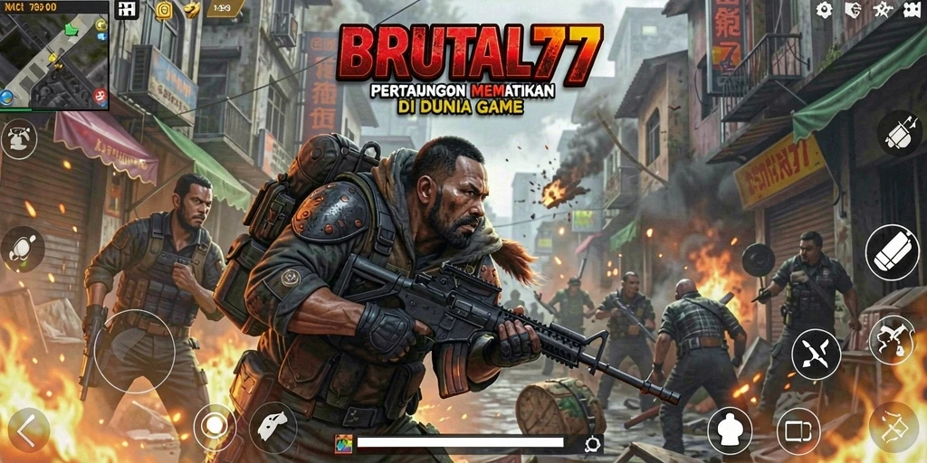 Tampilan menegangkan dari pertarungan epik di <strong>BRUTAL77</strong>.