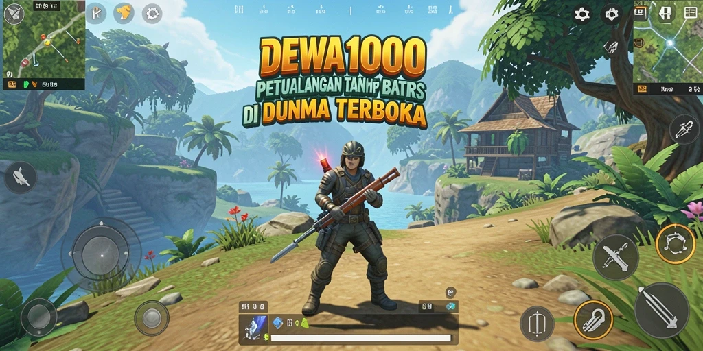 Tampilan menakjubkan dari gameplay DEWA1000 dengan eksplorasi dunia terbuka.