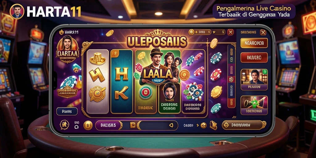 Tampilan menyerupai kasino nyata dalam aplikasi HARTA11 dengan dealer langsung.