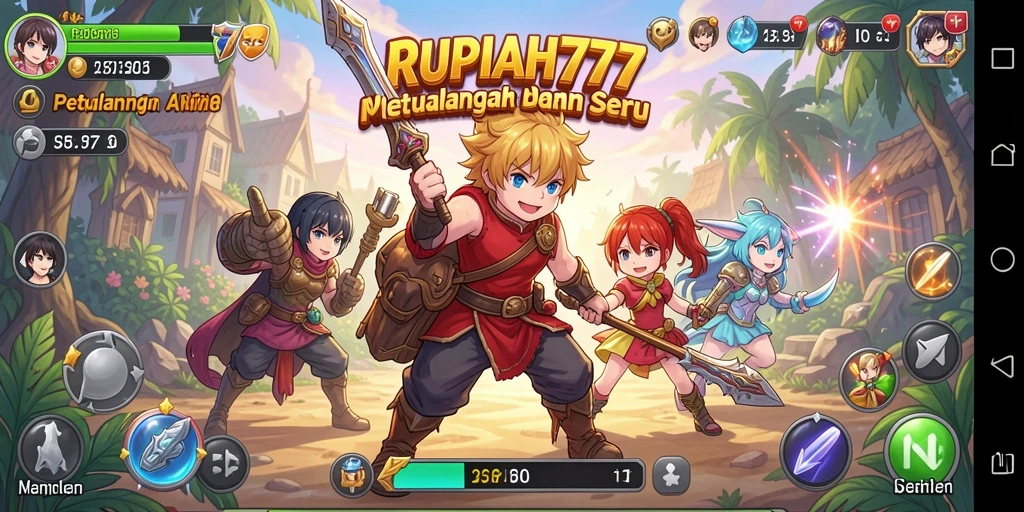 Tampilan screenshot menunjukkan aksi seru dalam game Anime.
