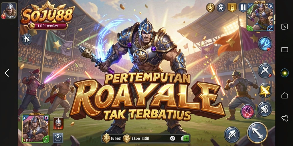 Tampilan aksi mendebarkan dalam permainan Battle Royale SOJU88.